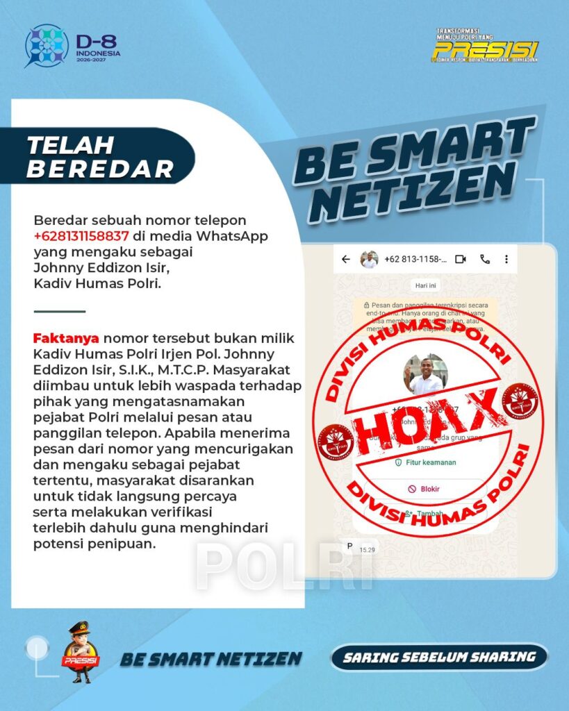 Waspada Nomor Mengatasnamakan Kadiv Humas Polri