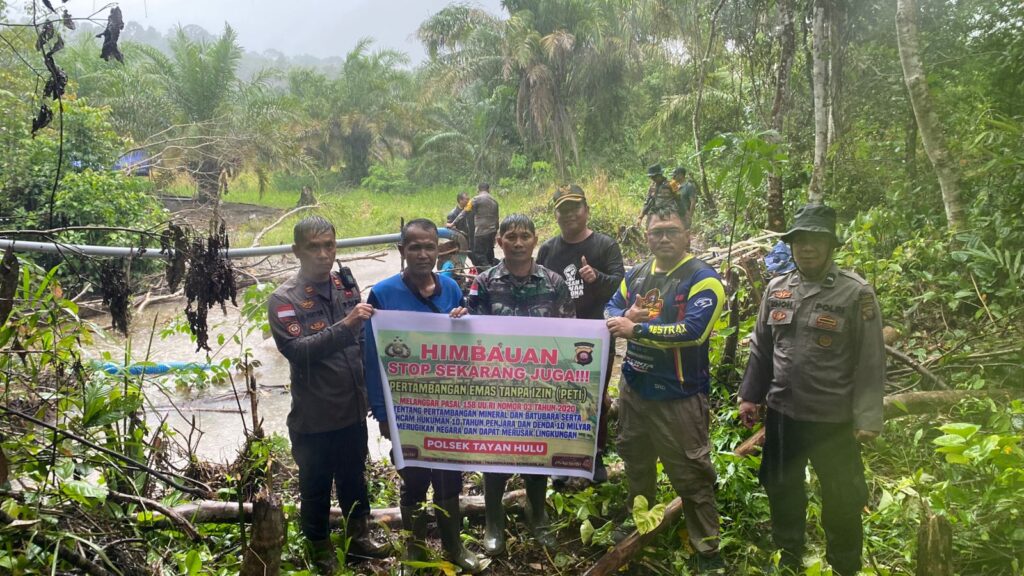 Polsek Tayan Hulu Tertibkan PETI di Desa Janjang, Alat Tambang Dimusnahkan