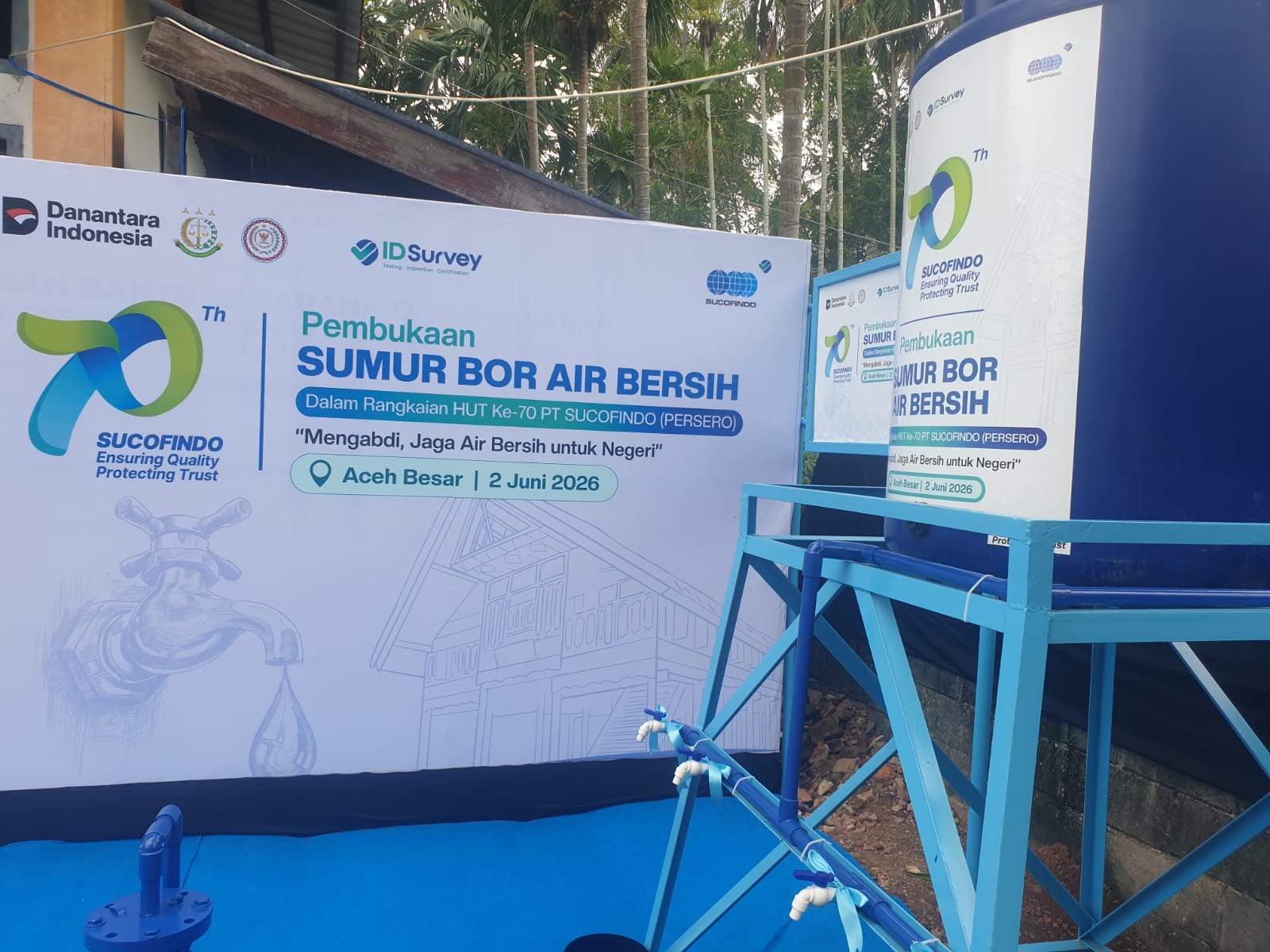 Dukung Kesejahteraan Desa, ABPEDNAS dan SUCOFINDO Bangun Akses Air Bersih di Aceh Besar