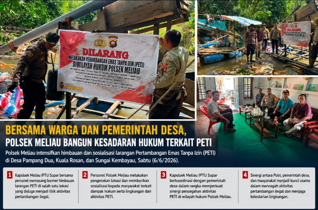 Bersama Warga dan Pemerintah Desa, Polsek Meliau Bangun Kesadaran Hukum Terkait PETI