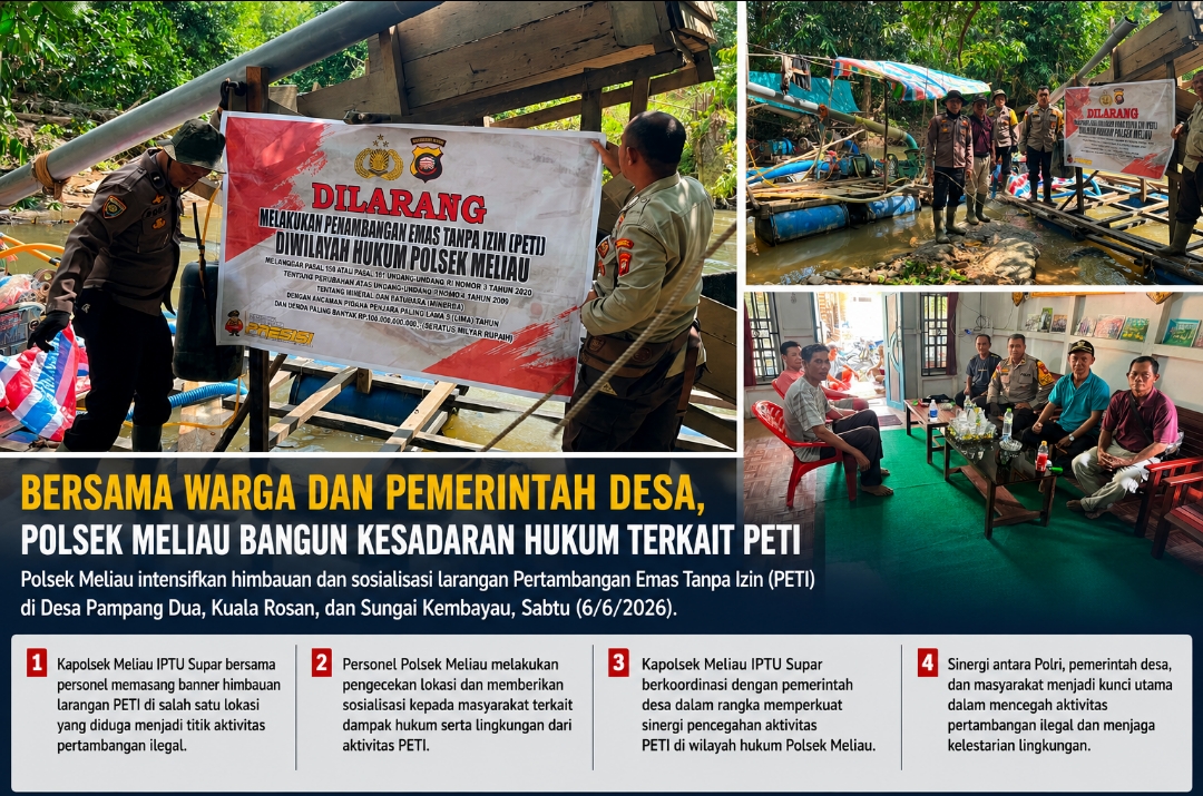 Bersama Warga dan Pemerintah Desa, Polsek Meliau Bangun Kesadaran Hukum Terkait PETI
