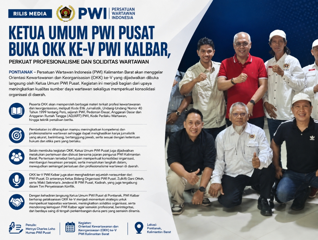 Ketua Umum PWI Pusat Buka OKK ke-V PWI Kalbar, Perkuat Profesionalisme dan Soliditas Wartawan