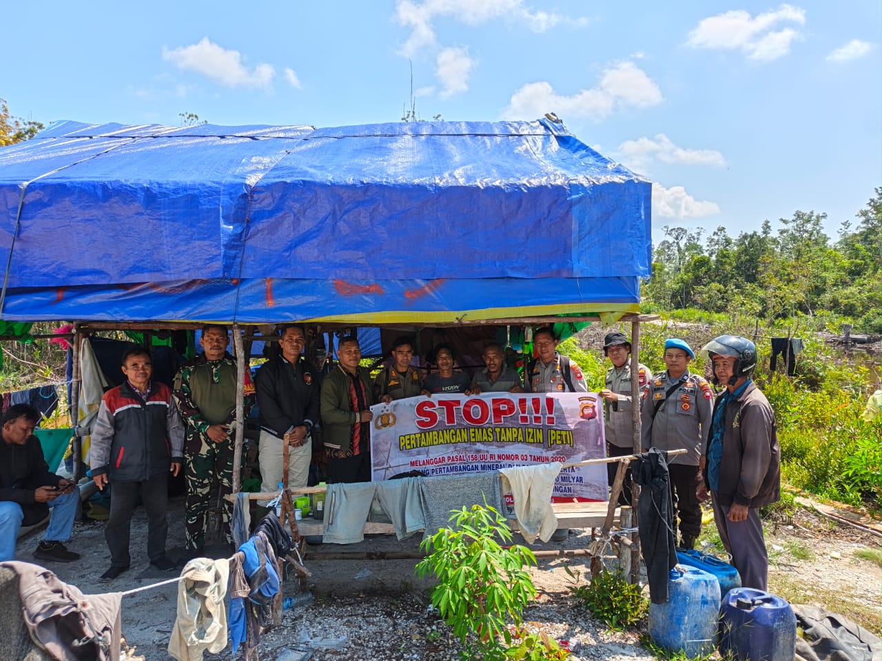 Sisir Lokasi Tambang Ilegal, Tim Gabungan Temukan Pondok dan Mesin Dompeng di Serinjuk