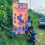 Tekan Angka Kecelakaan, Unit Kamsel Satlantas Polres Sanggau Pasang Banner Imbauan di Jalur Rawan