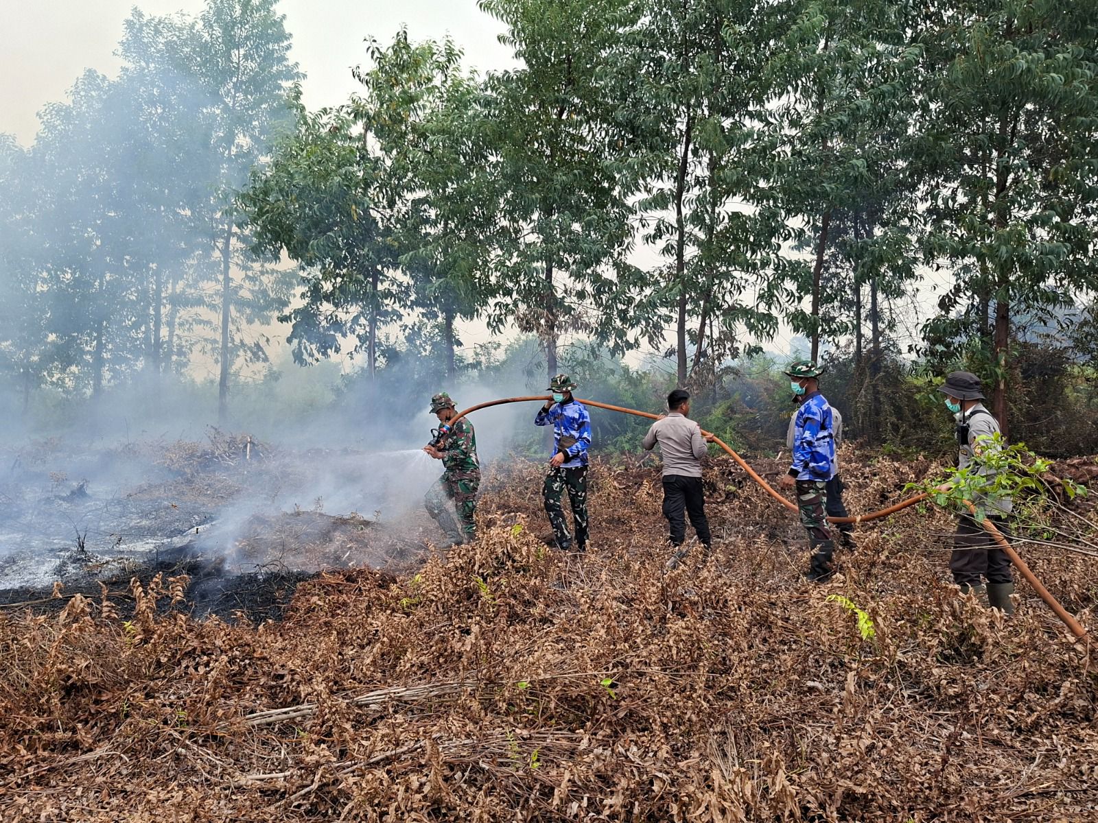 Lanud Harry Hadisoemantri Terjun Langsung Padamkan Karhutla di Sambas